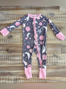 Little Sleepies Pink to the Moon and Back Bamboo Zippy Pajama Sleeper 0-3m